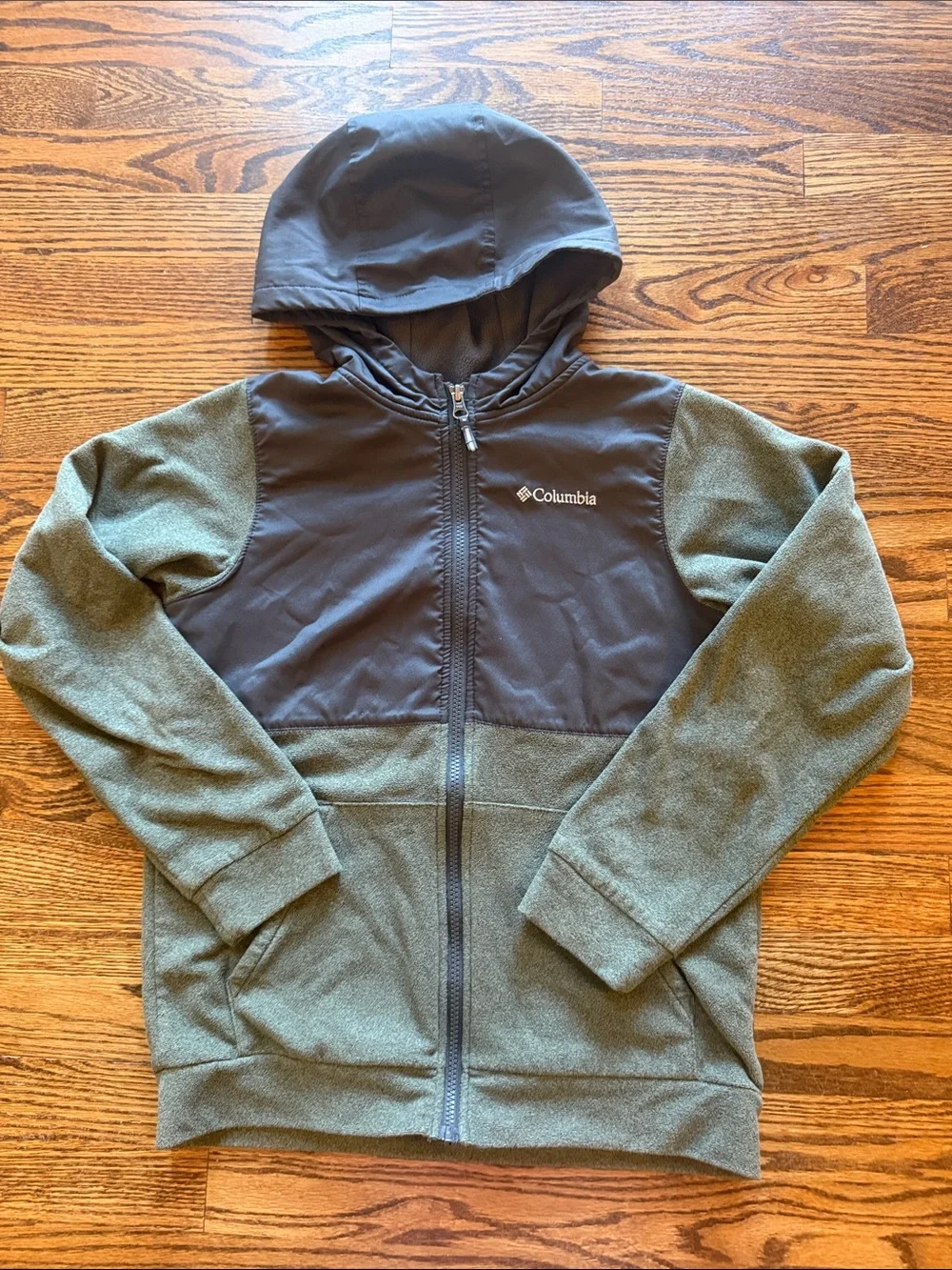 Columbia Olive Green and Charcoal Hooded Zip Jacket